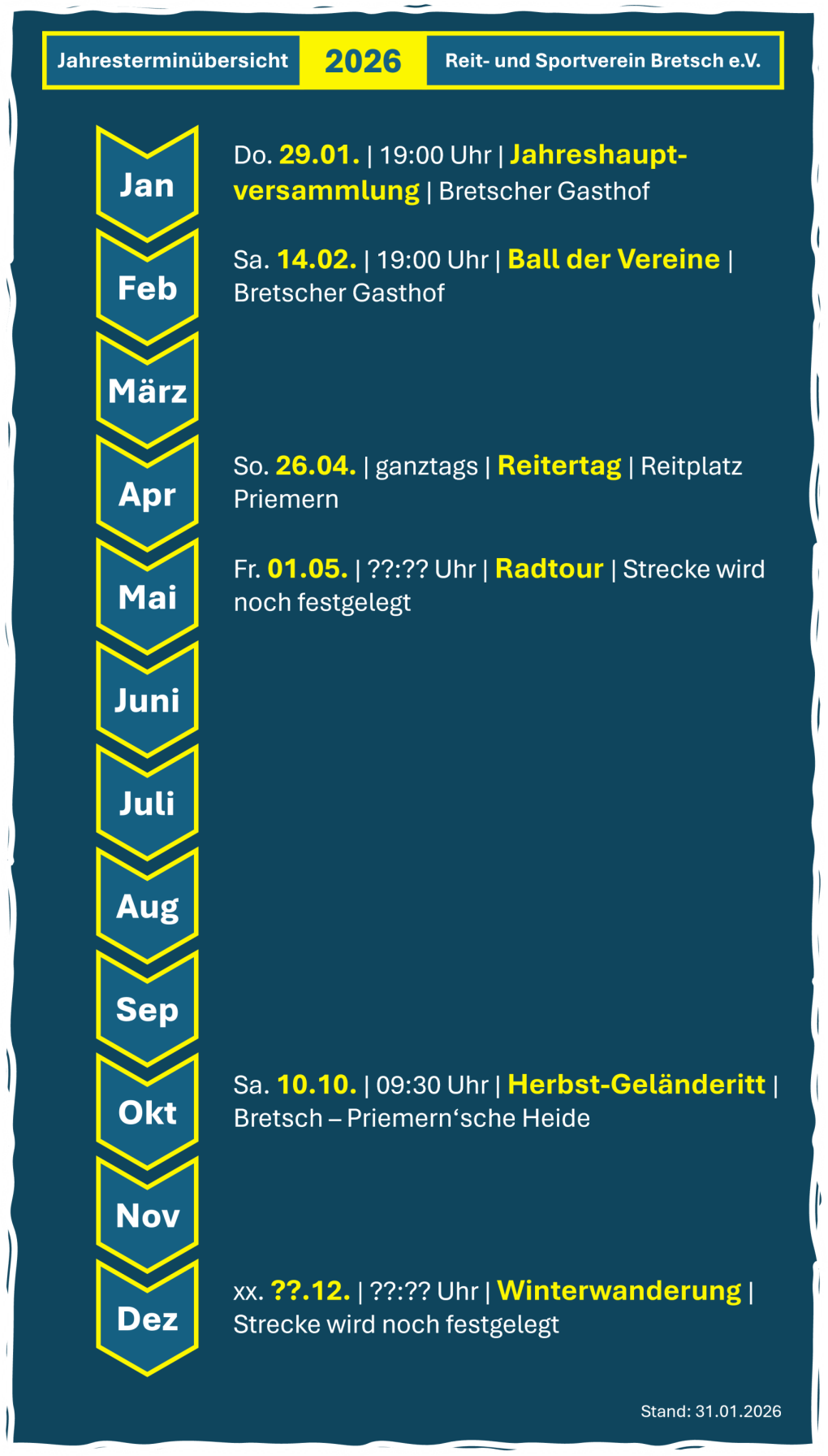 Jahresterminübersicht 2025 Reit- und Sportverein Bretsch e.V. | Stand: 11.03.2025