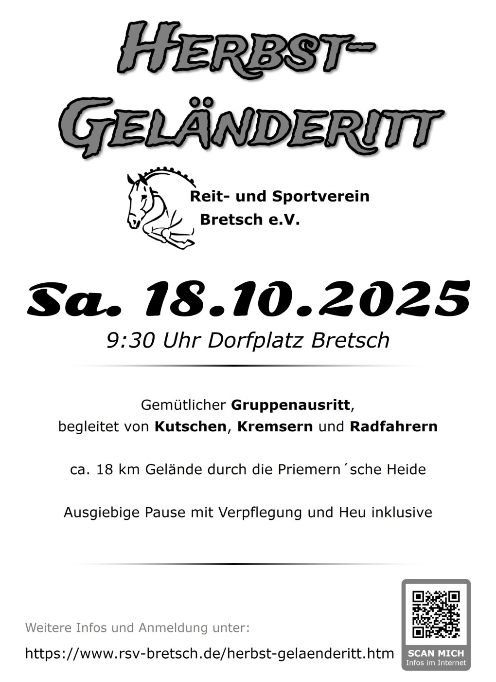 Flyer Herbst-Geländeritt 2025 RSV Bretsch