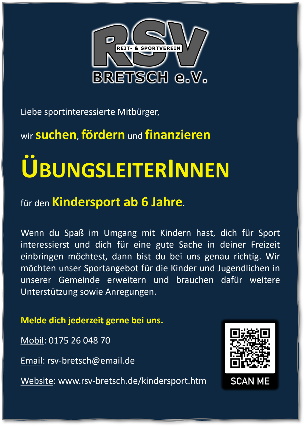 Suche ÜbungsleiterInnen für Kindersport ab 6 Jahre